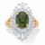 Oval-Cut Genuine Green Jade and Baguette-Cut Cubic Zirconia Ballerina Ring 1.57 TCW Gold-Plated