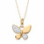 Diamond Accent Butterfly Pendant Necklace 18k Gold-Plated 18"