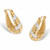 Round Diamond Accent Two-Tone Banded Oval Hoop Earrings Gold-Plated 1 1/8"