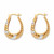 Round Diamond Accent Two-Tone Banded Oval Hoop Earrings Gold-Plated 1 1/8"