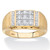 Men's Round Diamond Rectangle Brushed Matte Grid Ring 1/2 TCW in Solid 10k Yellow Gold