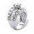 Round Cubic Zirconia Triple Row Engagement Ring 6.40 TCW with Baguette Accents in Sterling Silver