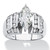 Marquise-Cut and Baguette Cubic Zirconia Engagement Ring 3.17 TCW in Platinum-plated Sterling Silver
