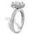 Emerald-Cut Created White Sapphire and Diamond Accent Halo Engagement Ring 1.60 TCW in Platinum-plated Sterling Silver