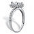 Princess-Cut Created White Sapphire and Diamond Accent Halo Engagement Ring 1.46 TCW in Platinum-plated Sterling Silver