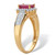 Emerald-Cut Ruby and White Topaz Two-Tone Double-Row Halo Cocktail Ring 3.15 TCW Gold-Plated Sterling Silver