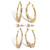 Cubic Zirconia 3-Pair Set of Round Stud and Textured Hoop Earrings 4 TCW in Goldtone 2"