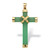 Genuine Green Jade and 10k Yellow Gold Cross Pendant 1 1/2"