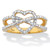 Round Cut Diamond Heart Crossover Two Tone Ring 1/10 TCW 18k Gold-Plated Sterling Silver