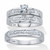 His and Her Cubic Zirconia Trio Wedding Set .63 TCW in Platinum Plated Sterling Silver