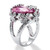 21.43 TCW Oval-Cut Pink Cubic Zirconia Butterfly and Flower Ring in Silvertone