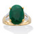 Oval-Cut Green Emerald and White Topaz Two-Tone Split-Shank Cocktail Ring 8.46 TCW Gold-Plated Sterling Silver