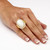 .60 TCW Cubic Zirconia and Bezel-Set Oval-Shaped Genuine Mother-of-Pearl Gold-Plated Ring