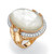 .60 TCW Cubic Zirconia and Bezel-Set Oval-Shaped Genuine Mother-of-Pearl Gold-Plated Ring