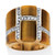 .46 TCW Emerald-Cut Genuine Tiger's Eye Cubic Zirconia Accent Yellow Gold-Plated Band Ring