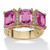 Emerald-Cut Simulated Birthstone and Cubic Zirconia Gold-Plated Ring