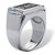 Men's Round Crystal "Dad" Ring in Stainless Steel & Black Enamel