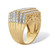 Men's Round Multi Row Step Top Diamond Accent Ring 14k Gold Plated