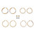 6-Pair CZ Stud & Hoop Set 4 TCW Goldtone & Gold Ion Plated Stainless Steel