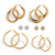 Goldtone & Gold Ion Plated Stainless Steel 6-Pair CZ Stud & Hoop Set 4 TCW