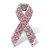 Pink Round Crystal Breast Cancer Awareness Ribbon Pin Silvertone 1 1/2" Length