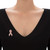 Pink Round Crystal Breast Cancer Awareness Ribbon Pin Silvertone 1 1/2" Length