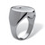 Men's Oval Personalized Initial Ring With Cubic Zirconia Accent Black Ruthenium-Plated Sizes 7-16