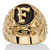 Men's Oval-Shaped Genuine Onyx Nugget-Style Personalized Initial Ring Gold-Plated