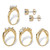 Round Cubic Zirconia 5-Piece Stud Earring and Ring Set 18.23 TCW Gold-Plated