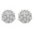White Round Simulated Pearl Cluster Earrings Silvertone