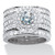 Round Cubic Zirconia 3-Piece Double Halo Multi-Row Wedding Ring Set 3.60 TCW in Platinum-plated Sterling Silver