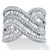 Baguette and Round Cubic Zirconia Crossover Ring 4.14 TCW Platinum-Plated.