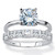 Round Cubic Zirconia 2-Piece Solitaire Bridal Ring Set 3.82 TCW in Platinum-plated Sterling Silver