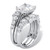 Princess-Cut Cubic Zirconia 2-Piece Jacket Wedding Ring Set 3.67 TCW in Platinum-plated Sterling Silver
