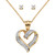 Diamond Accent 2-Piece Stud Earrings and Heart Necklace Set Gold-Plated With FREE Gift Box 18"-19"