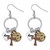 Tri-Tone Goldtone, Silvertone and Rose Tone Cross and "Love" Charm Hammered Drop Earrings 2"
