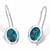 Oval-Cut Bezel-Set Teal Blue Crystal Drop Earrings in Silvertone 3/4"