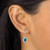 Oval-Cut Bezel-Set Teal Blue Crystal Drop Earrings in Silvertone 3/4"