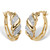 Diamond Accent Diagonal Banded S-Link Hoop Earrings Gold-Plated 3/4"