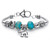 Blue Bali-Style Beaded Elephant Charm Bracelet in Antiqued Silvertone 7.5"