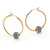 Simulated Birthstone Bead Hoop Earrings in Yellow Goldtone (1")