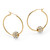 Simulated Birthstone Bead Hoop Earrings in Yellow Goldtone (1")