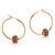 Simulated Birthstone Bead Hoop Earrings in Yellow Goldtone (1")