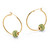 Simulated Birthstone Bead Hoop Earrings in Yellow Goldtone (1")