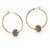 Simulated Birthstone Bead Hoop Earrings in Yellow Goldtone (1")