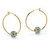 Simulated Birthstone Bead Hoop Earrings in Yellow Goldtone (1")