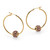 Simulated Birthstone Bead Hoop Earrings in Yellow Goldtone (1")