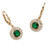 Simulated Birthstone Halo Drop Earrings in Gold-Plated Sterling Silver