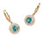 Simulated Birthstone Halo Drop Earrings in Gold-Plated Sterling Silver