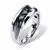 Men's 3/4 TCW Channel-Set Black Diamond Ring in Platinum-plated Sterling Silver